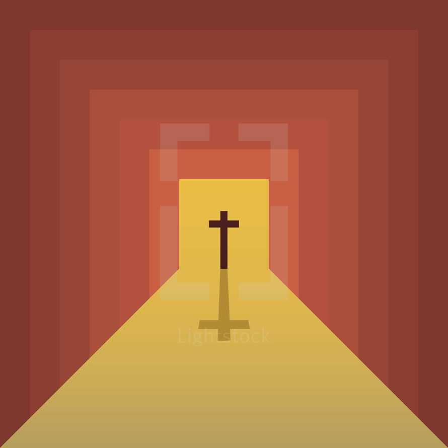 abstract path leading to a cross 