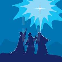 wise men pointing to the star of Bethlehem 
