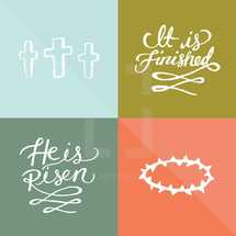 Hand drawn Easter title and icon pack. 