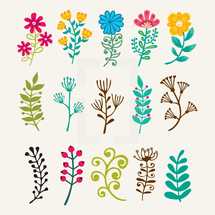 flowers and plants icons 