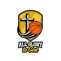 All glory to God basketball on a shield icon