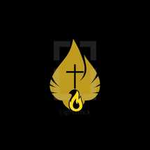 flame, cross, dove, logo