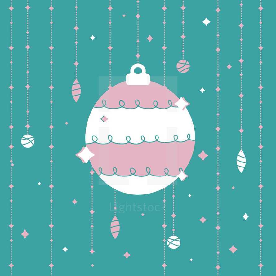 pink and white Christmas ornament 