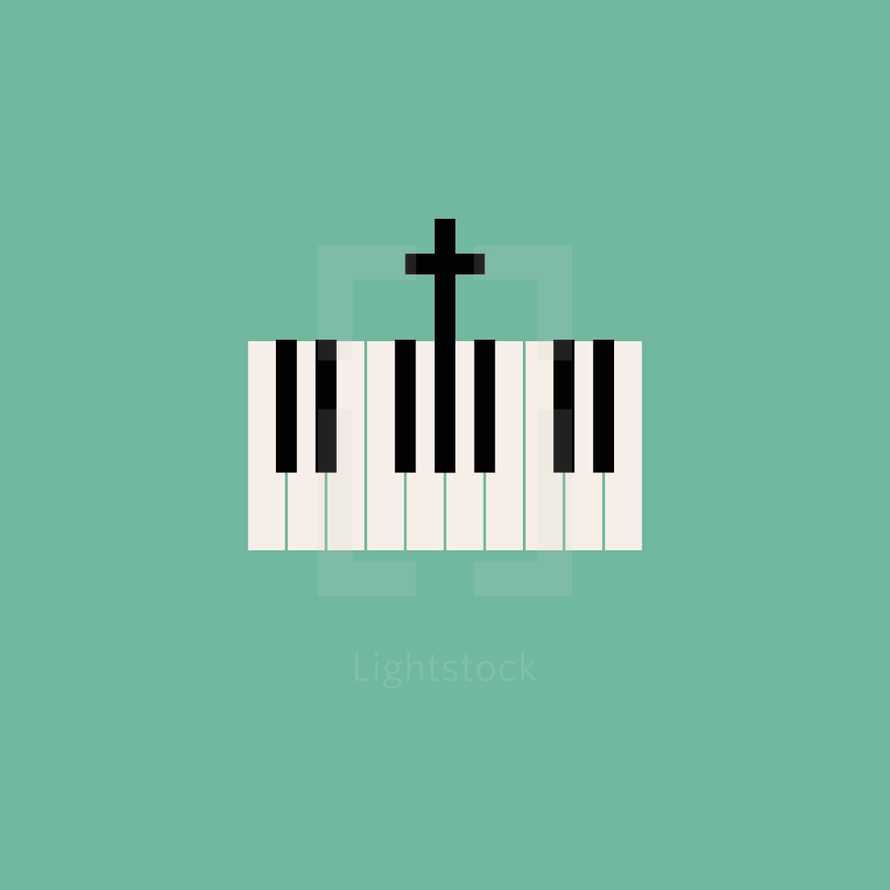 piano keys and cross 