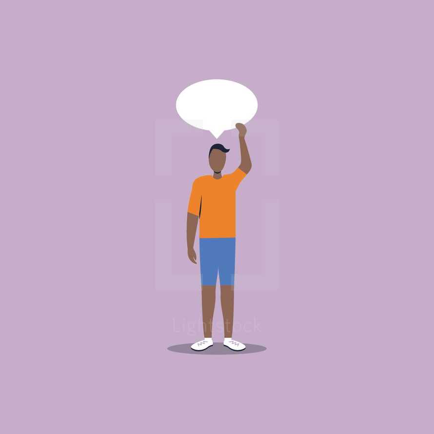 man with a speech bubble 