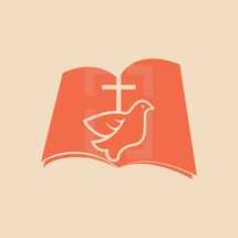 open Bible, dove, cross, holy spirit, Bible, pages