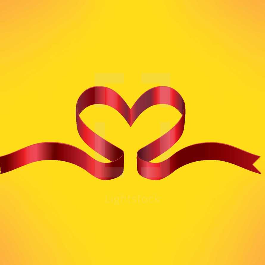 Heart shaped red ribbon
