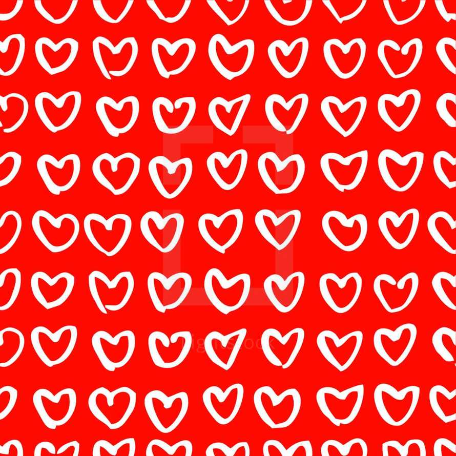 red and white hearts pattern background 