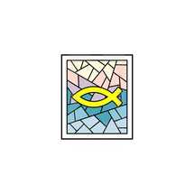 Jesus fish stained glass window 