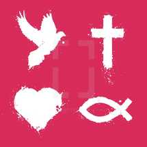 Paint spattered Christian symbols pack.