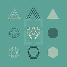 geometric, shapes, polygons, hexagon, triangle, trinity, circles 
