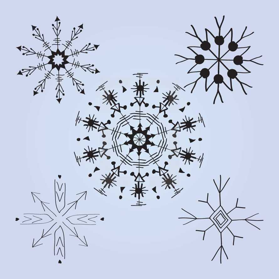 hand drawn snowflakes 