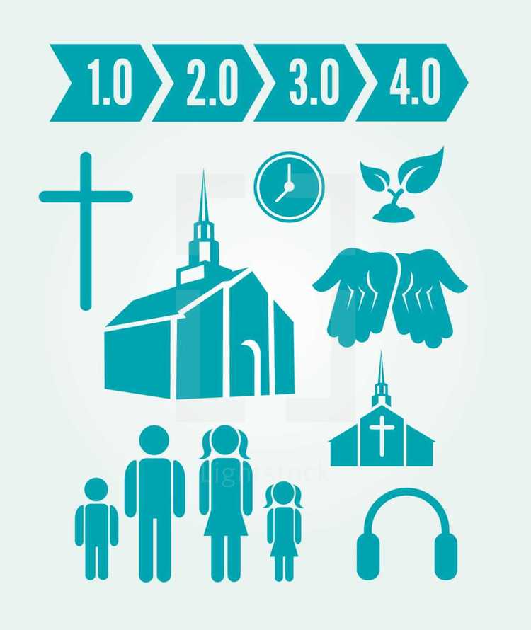 1.0, 2.0, 3.0, 4.0, family, headphone, icon, web, church, building, open palms, open hands, growth, plant, sprout, cross, clock