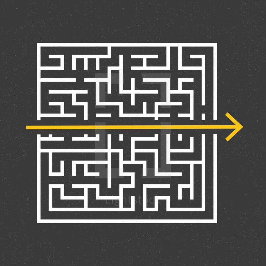 arrow straight through a maze 