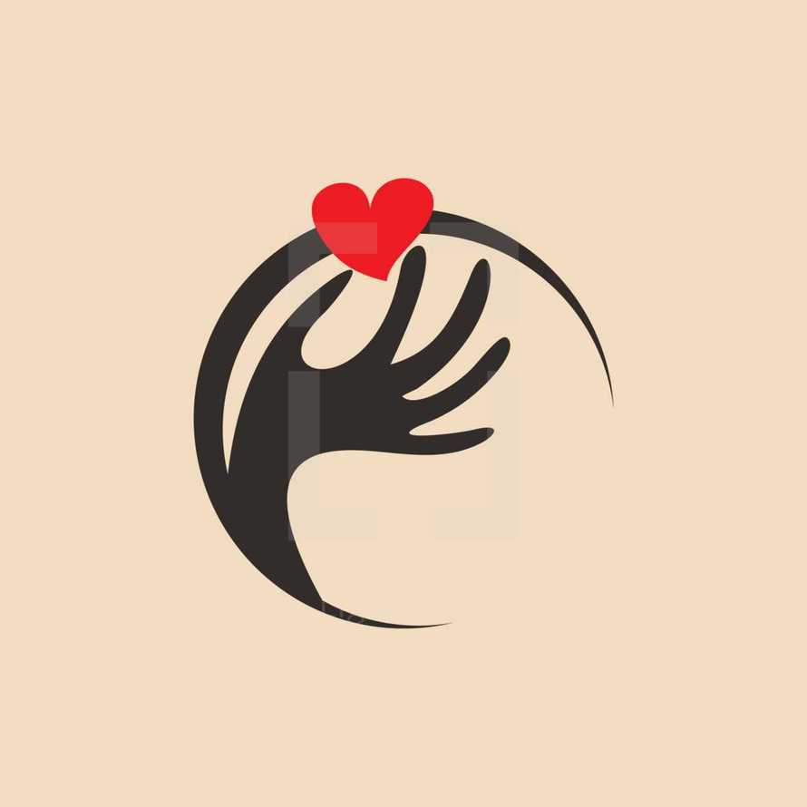 hand holding a heart icon 