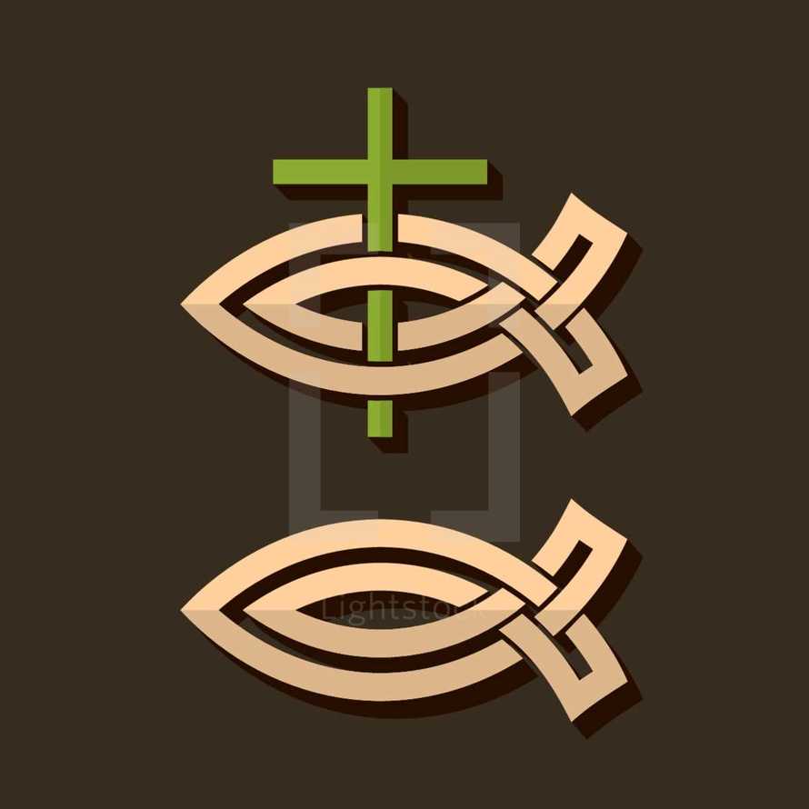 cross and Jesus fish icons 