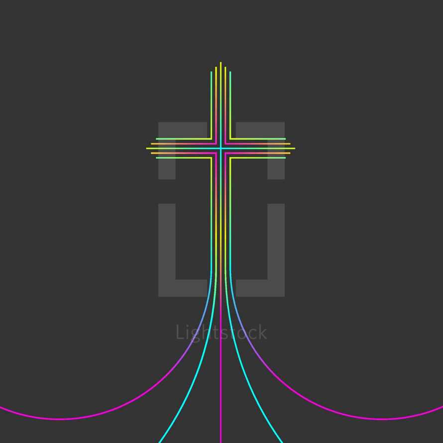 cross of colorful lines 