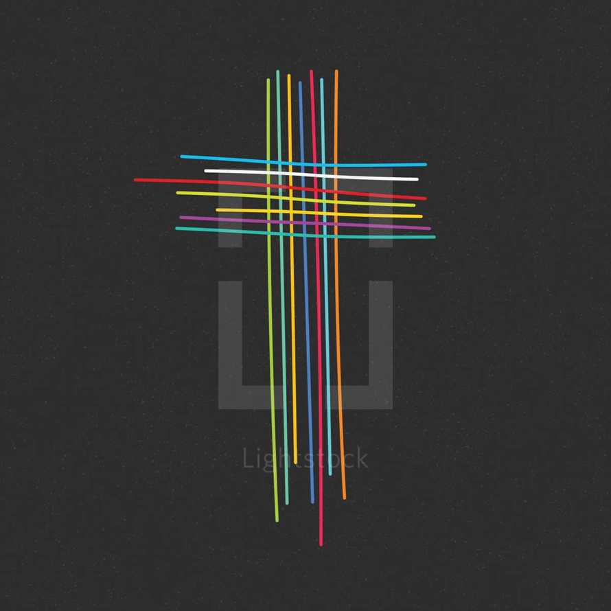cross of colorful lines logo