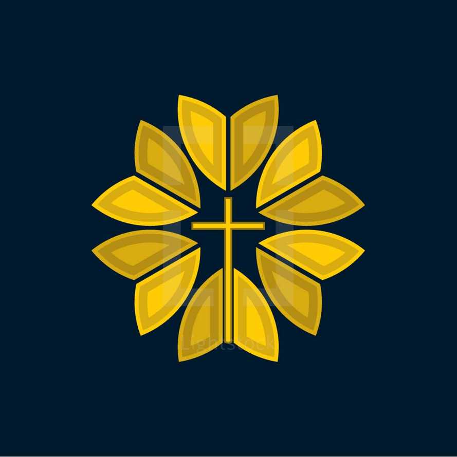 cross and flower icon
