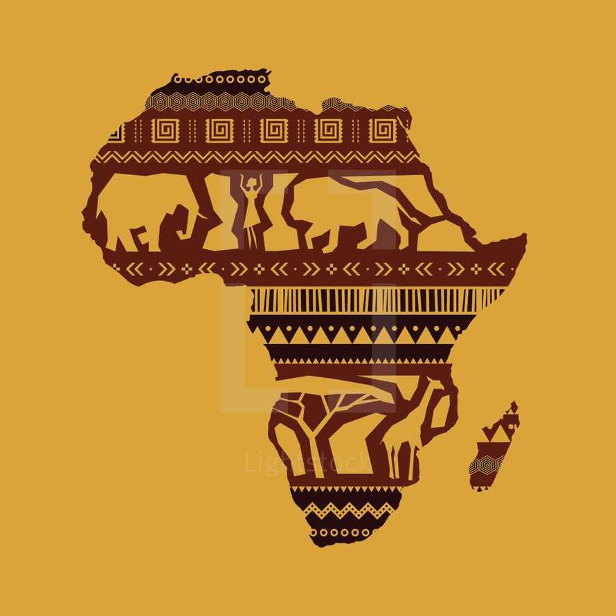 African tribal design map illustration. 