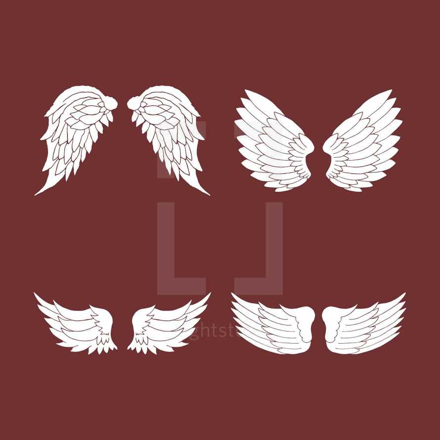 Four pairs of angel wings.