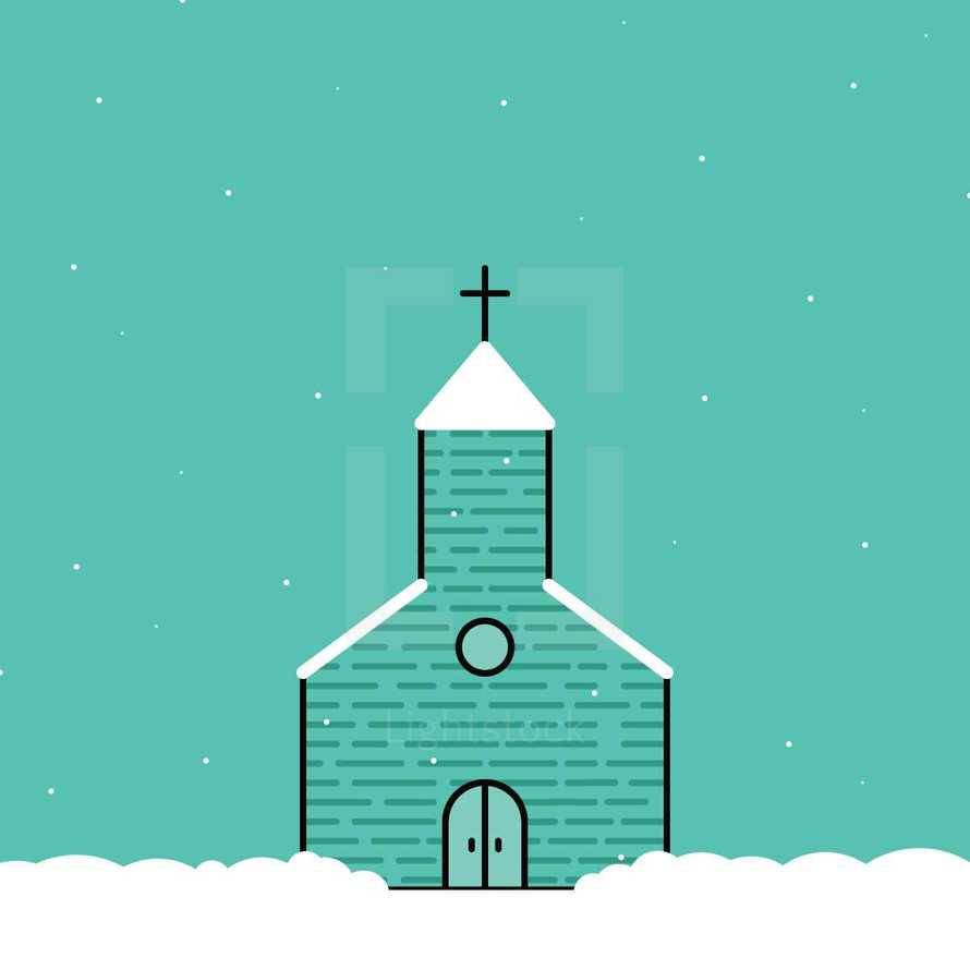 a church in snow icon 