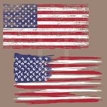 Distressed American flags 