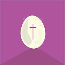 cross on an egg on pink background