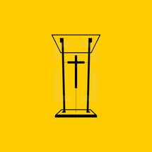 Christian symbols. The chair of the preacher in the church. Tribune for God's Word.