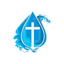 cross in a water droplet 