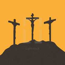 illustration of three crosses at crucifixion 