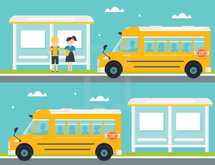 bus stop, school bus, back to school, school, icon, children, boy, girl, icons