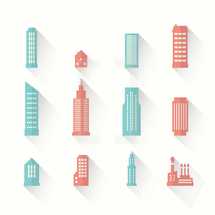 flat building icons.
