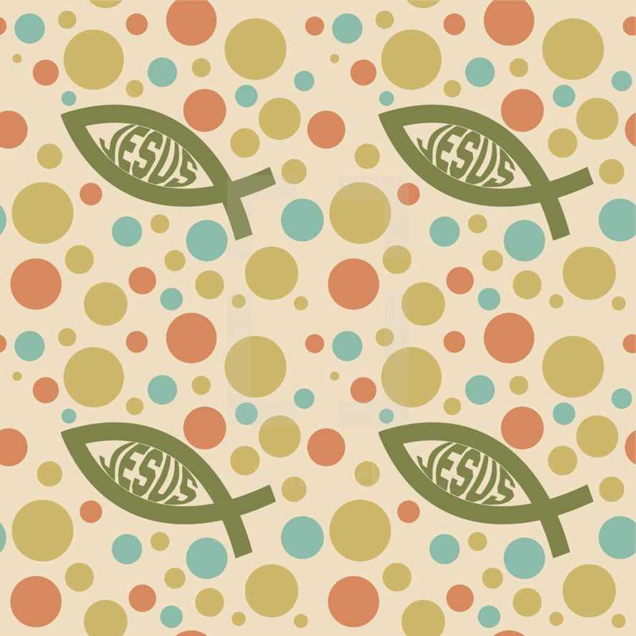 Jesus fish and dot pattern background 