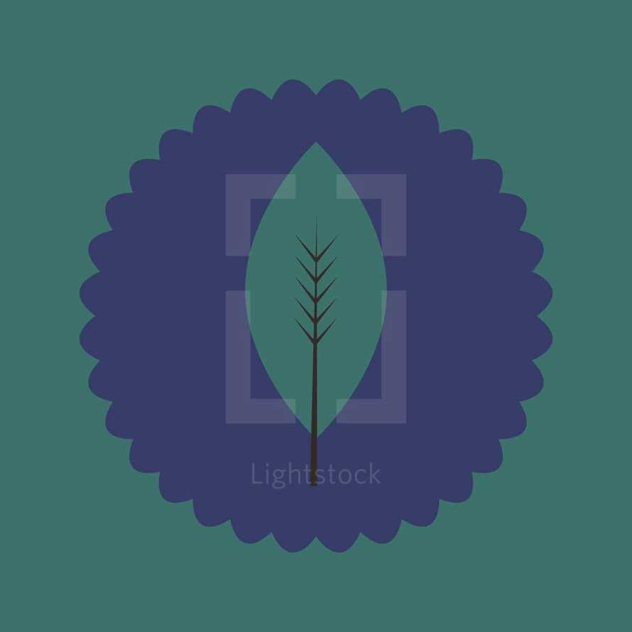 gren leaf on purple badge 