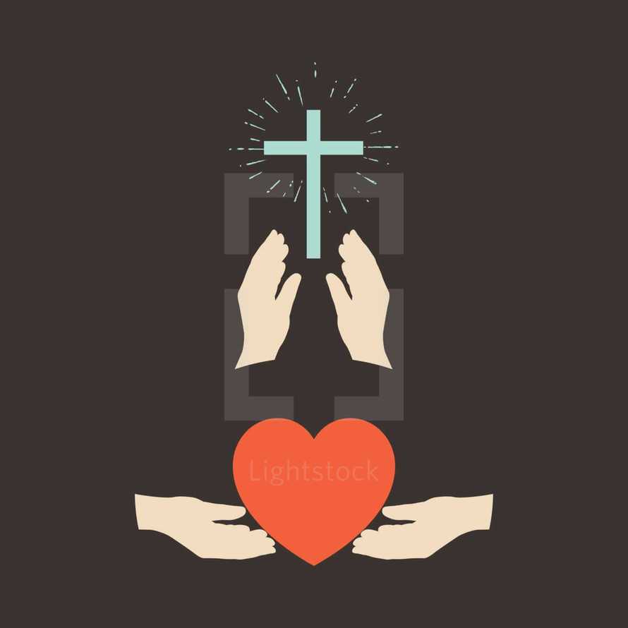 hands and heart, hands and cross