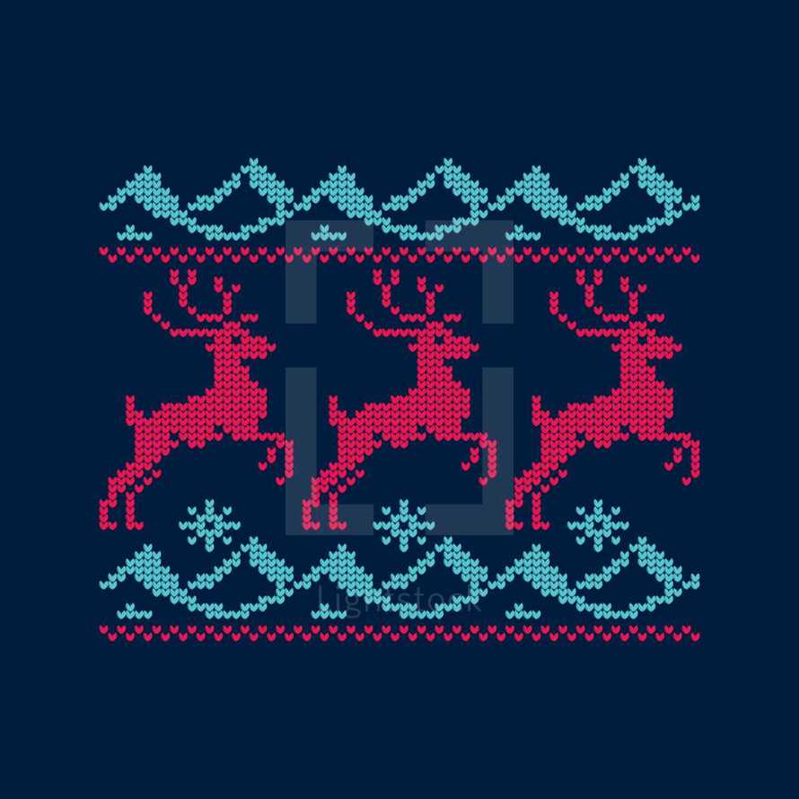 reindeer cross stitched scene 