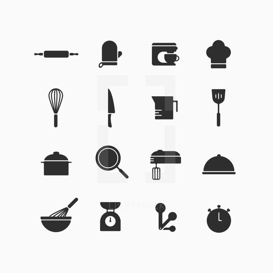 baking and cooking icon set 
