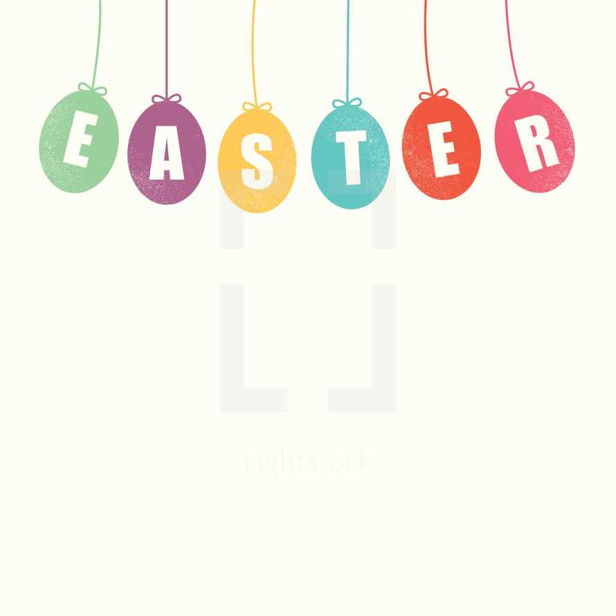 Easter sign with hanging Easter eggs 