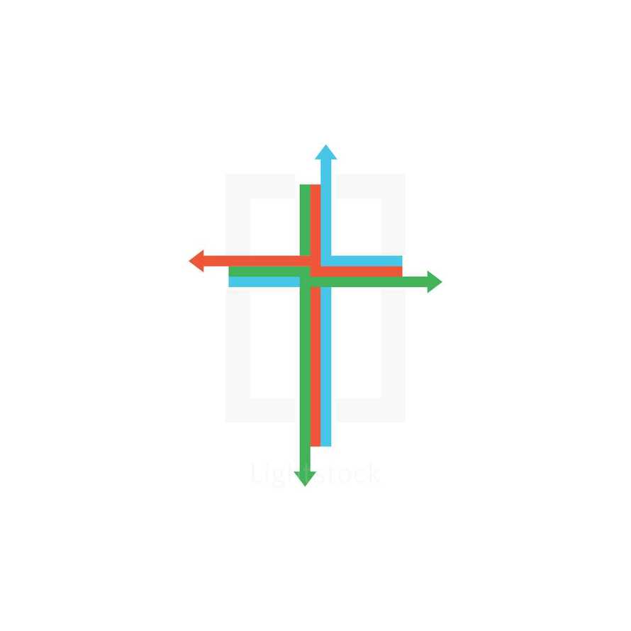 cross with arrows 