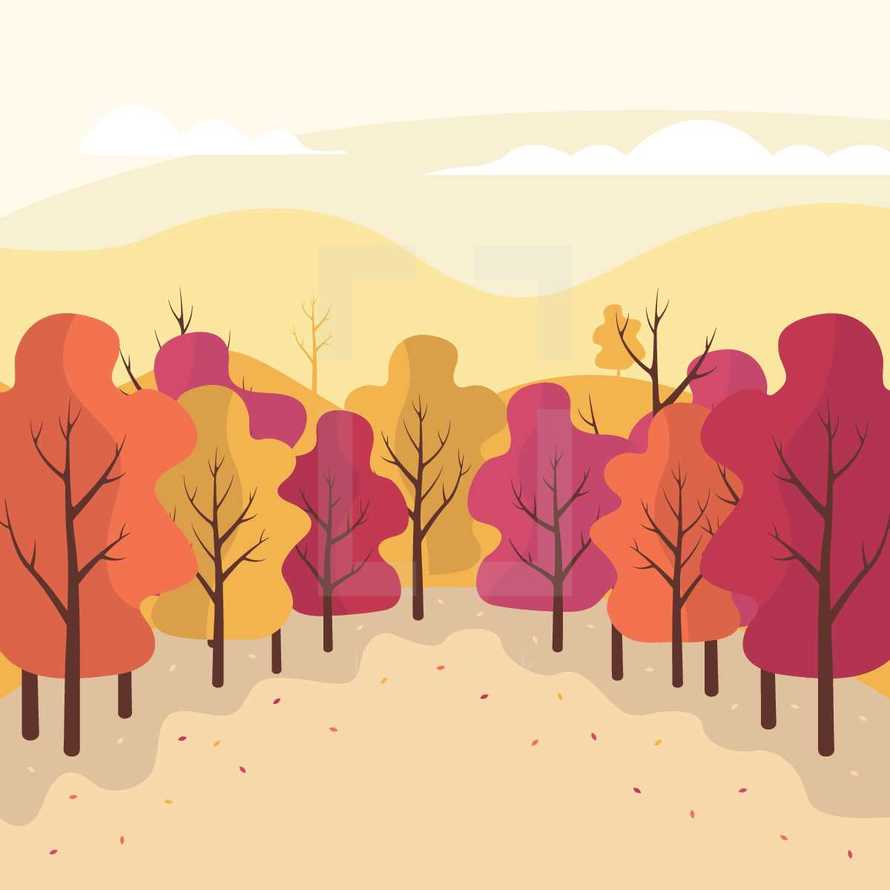 fall forest vector 
