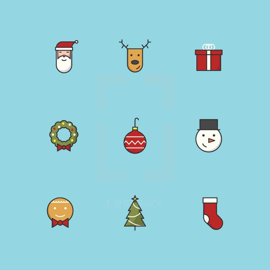 Christmas icons set.