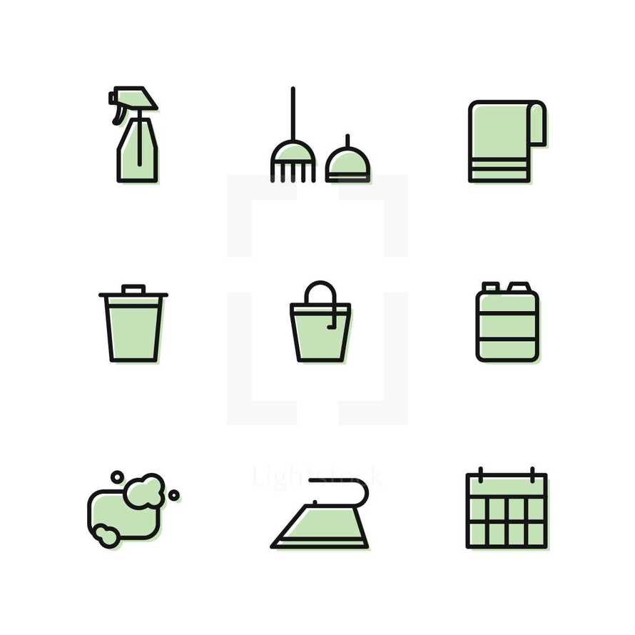 house supplies icons.