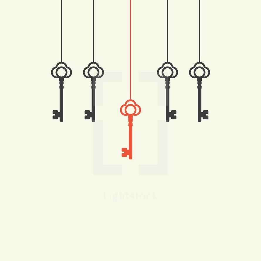unique hanging key illustration.