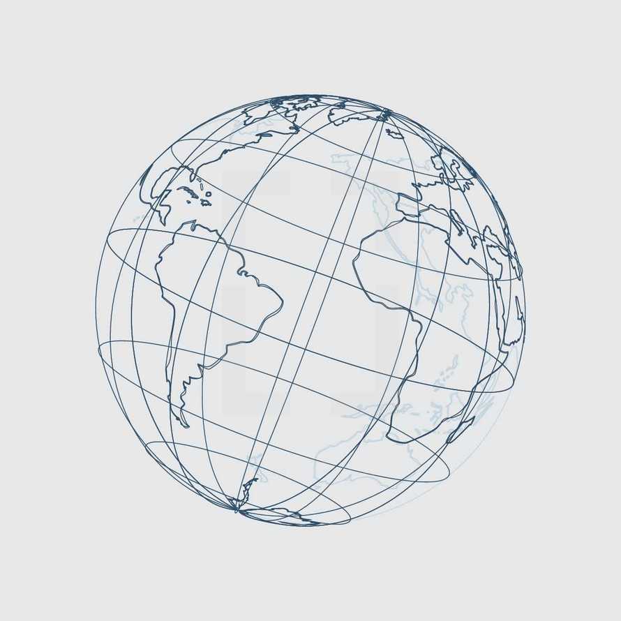 Vector Illustration of a wireframe Globe.