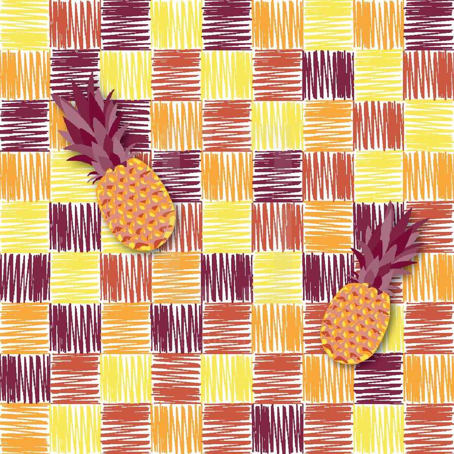 pineapples on checkered pattern 