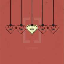 heart shaped hanging lights.