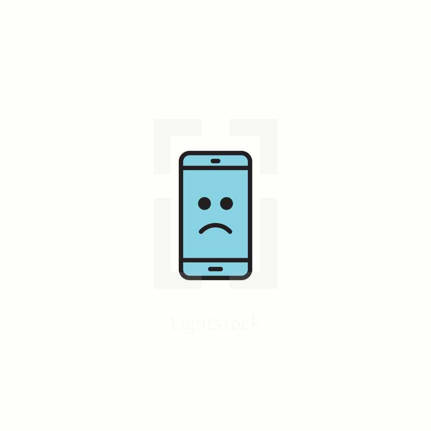 sad face cellphone screen 