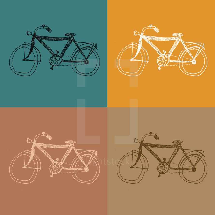 hand drawn bicycles 
