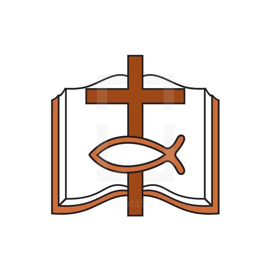 cross, Jesus fish, Bible, icon, brown, symbol, Christian 